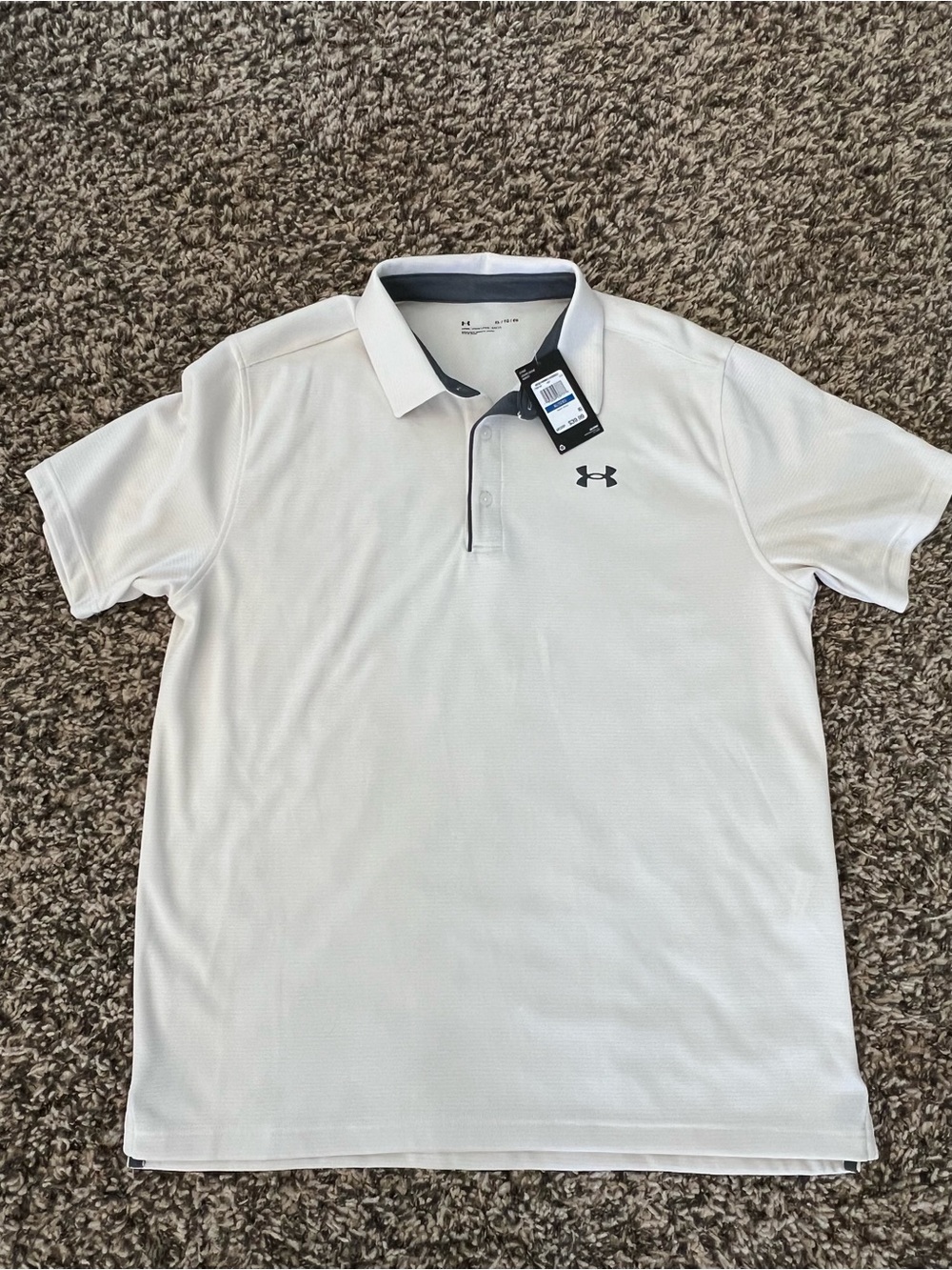 Under Armour White Polo with Contrast Gray Trim NWT